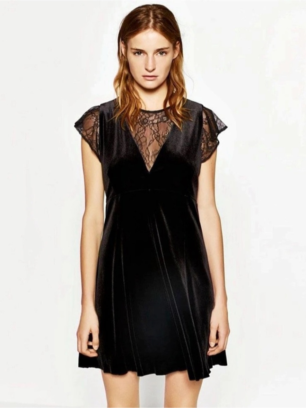 Zara Basic Black Lace Mini Dress Size XS Like New